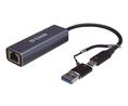 USB Network Adapter, 2.5Gbps, USB-A Plug / USB-C Plug - RJ45 Socket